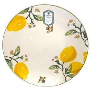 Lemon Tree And Honey Bees Dinner Plates Hand Painted Ceramic Set Of 4 Plates NWT